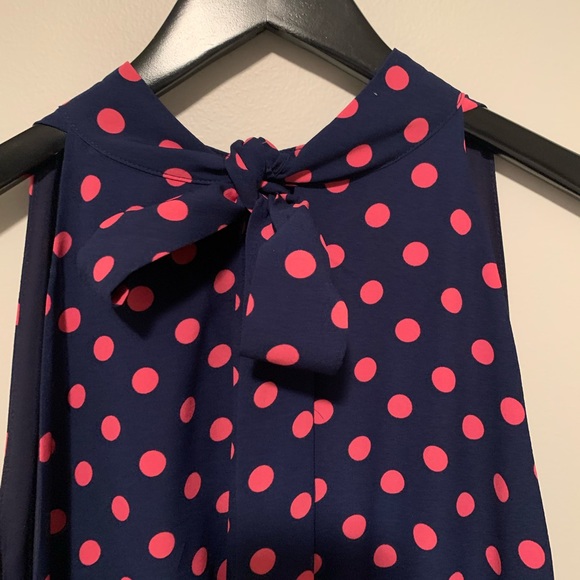 Sam Edelma Navy & Pink polka dot tiered midi dress - Picture 6 of 7
